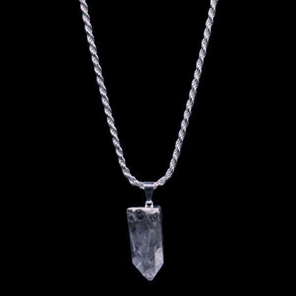 Clear Quartz Point on Sterling Silver Rope