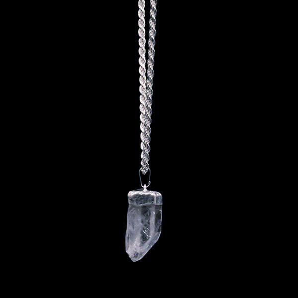 Clear Quartz Point on Sterling Silver Rope