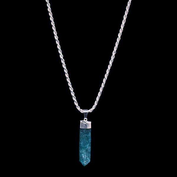 Green Crackle Quartz Point on Sterling Silver Rope