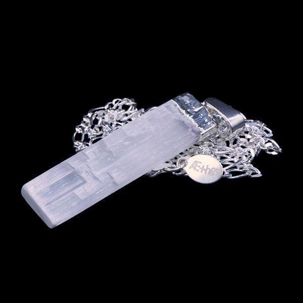 Petite Selenite Wand on Sterling Silver Figaro