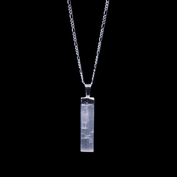 Petite Selenite Wand on Sterling Silver Figaro