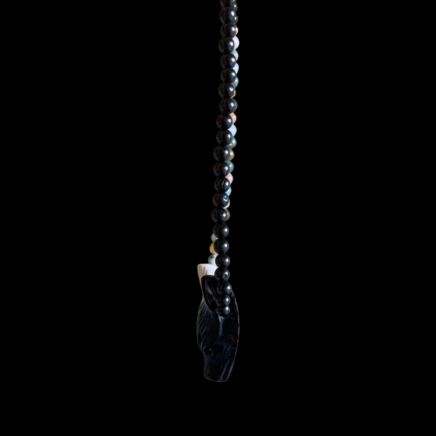 WORMMOON22 X HOWLITE + BLACK OBSIDIAN ON INDIAN AGATE + BLACK TOURMALINE