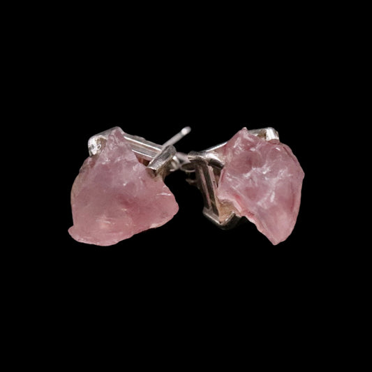 Raw Rose Quartz Earrings