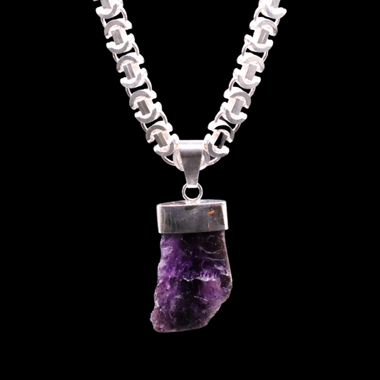 Natural Amethyst on Handmade European Byzantine Chain