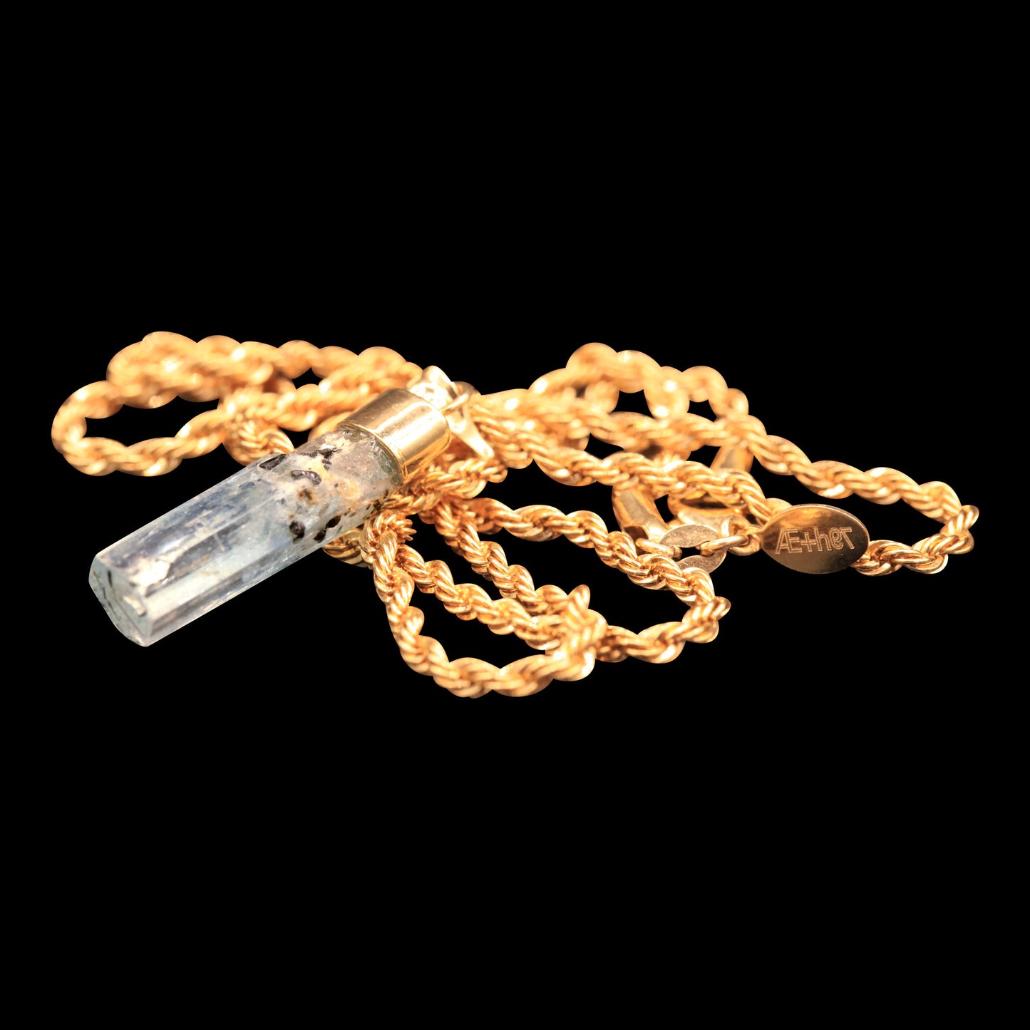 8.65 CARAT NATURAL UNTREATED BRAZILIAN AQUAMARINE GEM ON 14K ROPE