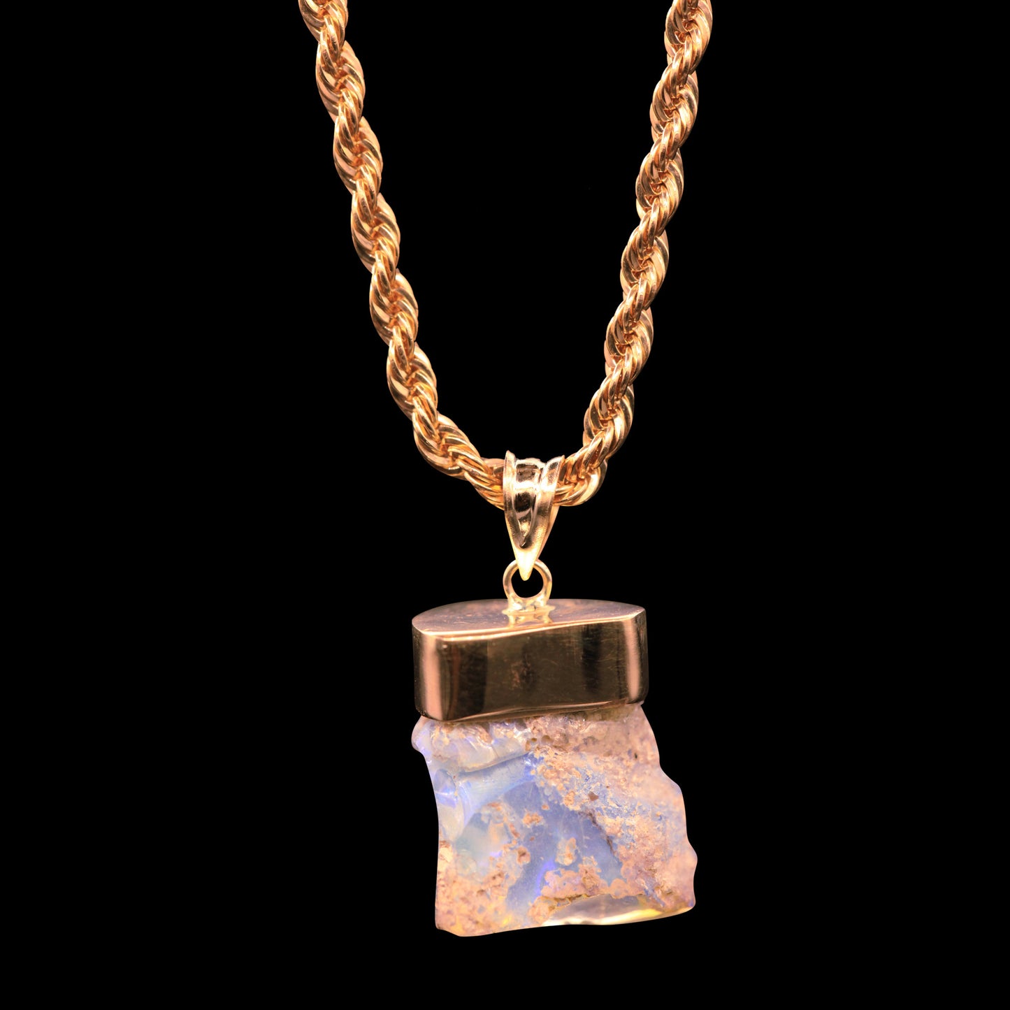 7.45 CARAT NATURAL UNTREATED ETHIOPIAN OPAL ON 14K ROPE