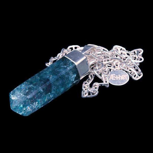 Green Crackle Quartz Point on Sterling Silver Mariner