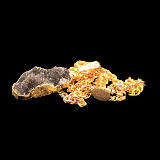 Petite Black Agate Druzy on Curb