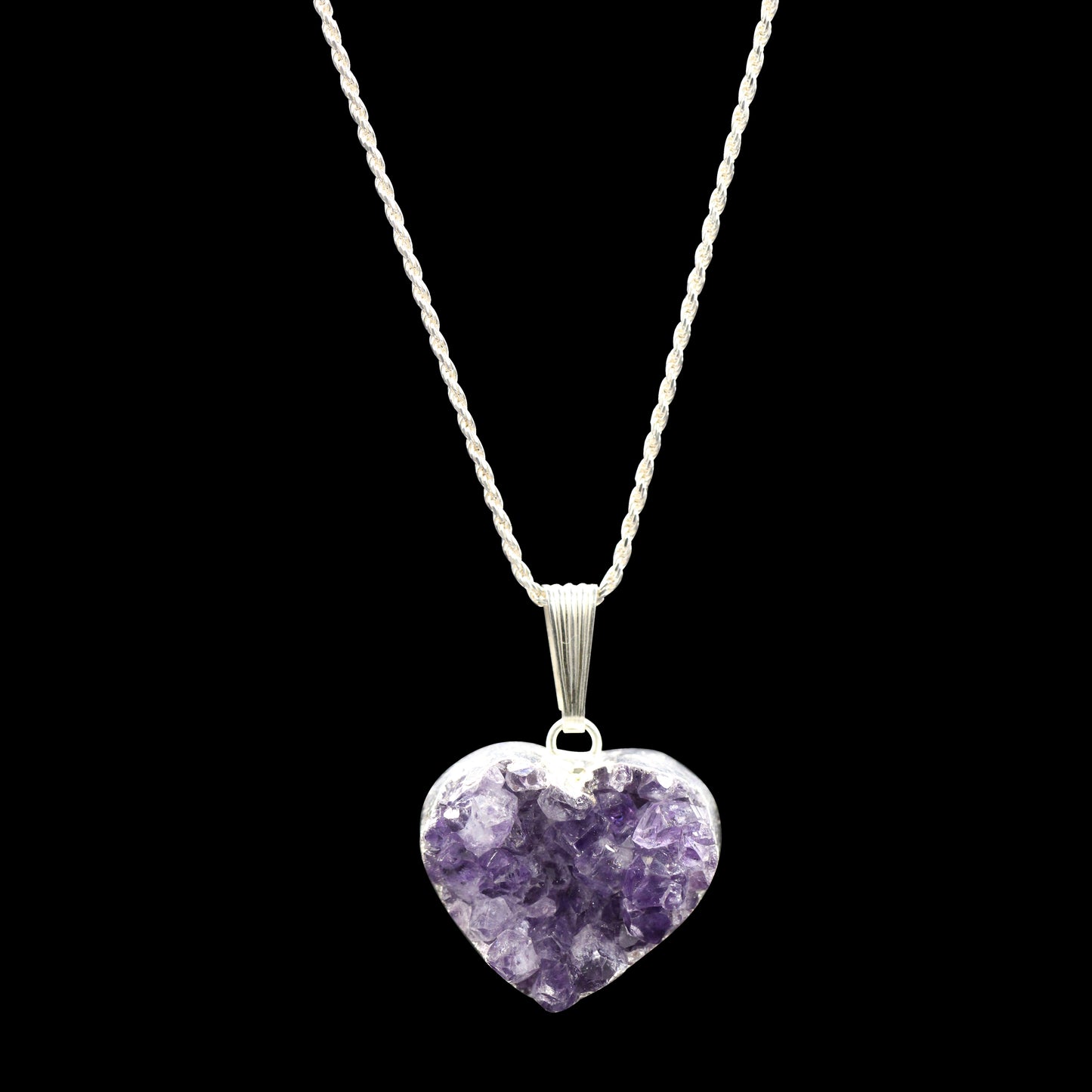 Amethyst Druzy Heart on Rope