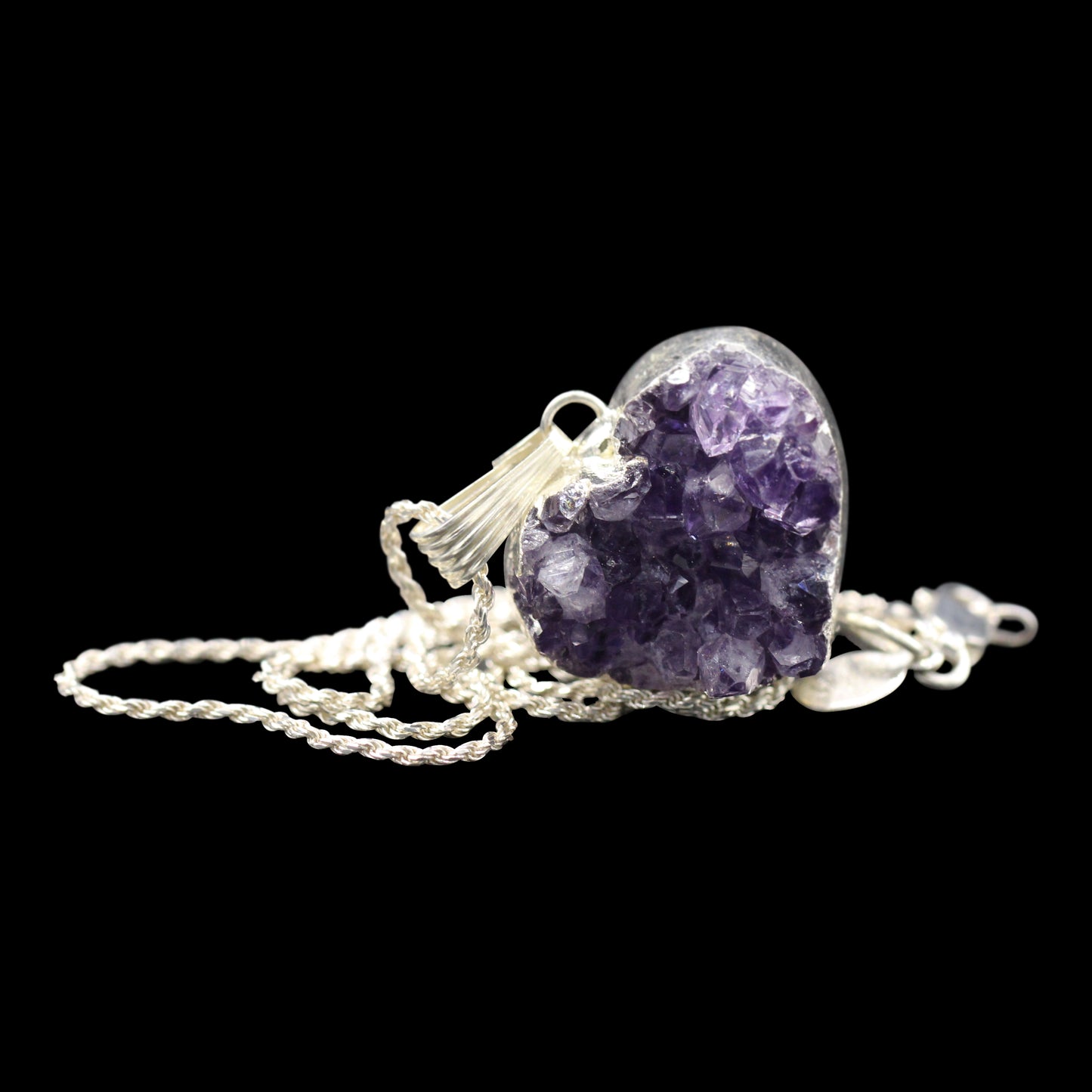 Amethyst Druzy Heart on Rope