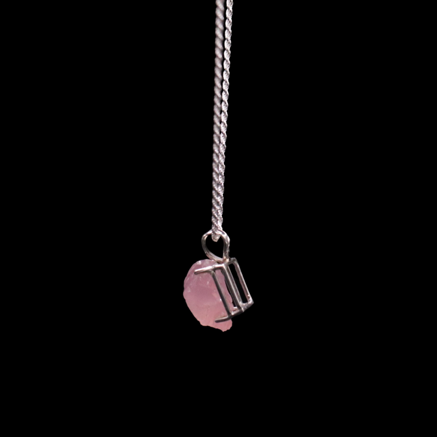 Natural Madagascan Rose Quartz Solitaire on Rope