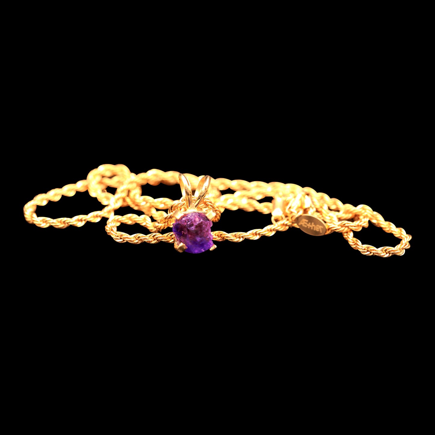 2.7 CARAT NATURAL UNTREATED BRAZILIAN AMETHYST GEM SOLITAIRE ON 14K ROPE