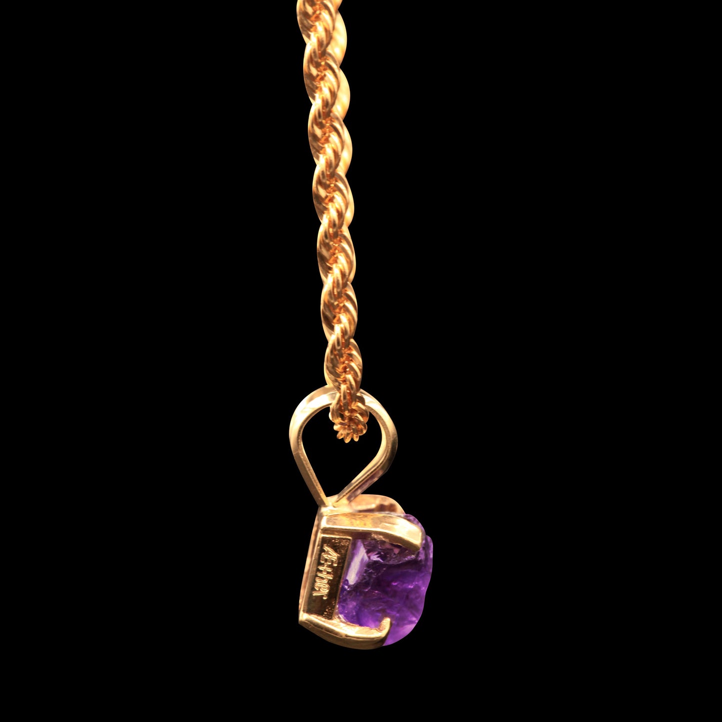 2.7 CARAT NATURAL UNTREATED BRAZILIAN AMETHYST GEM SOLITAIRE ON 14K ROPE