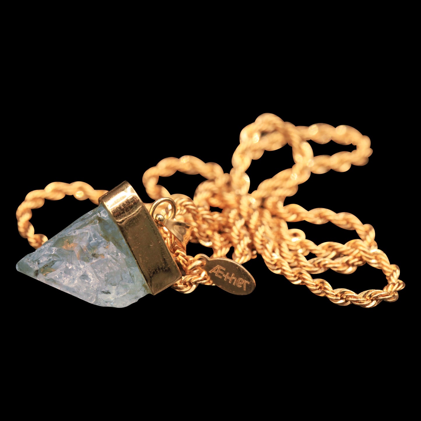 14.75 CARAT NATURAL UNTREATED BRAZILIAN BLUE TOPAZ GEM ON 14K ROPE