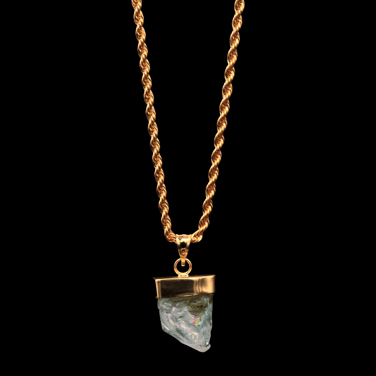 14.75 CARAT NATURAL UNTREATED BRAZILIAN BLUE TOPAZ GEM ON 14K ROPE