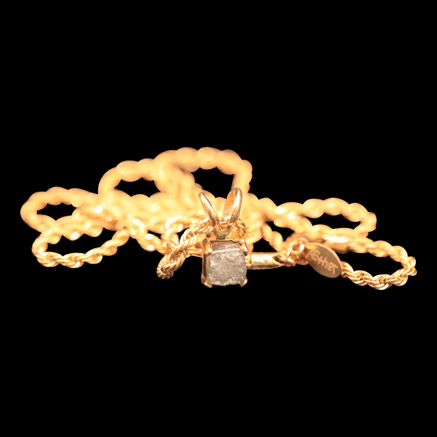 2.6 CARAT NATURAL UNTREATED CONFLICT FREE ROUGH DIAMOND CUBE SOLITAIRE ON 14K ROPE