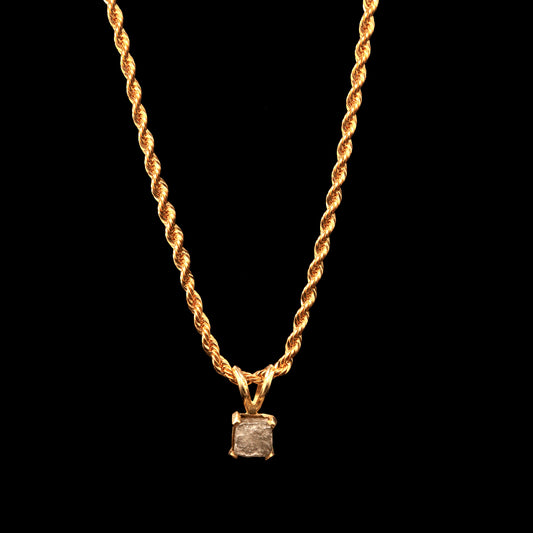 2.6 CARAT NATURAL UNTREATED CONFLICT FREE ROUGH DIAMOND CUBE SOLITAIRE  ON 14K ROPE