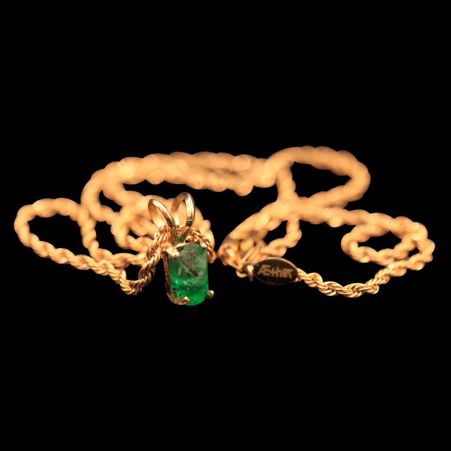 2.35 CARAT NATURAL UNTREATED COLOMBIAN EMERALD GEM ON 14K ROPE