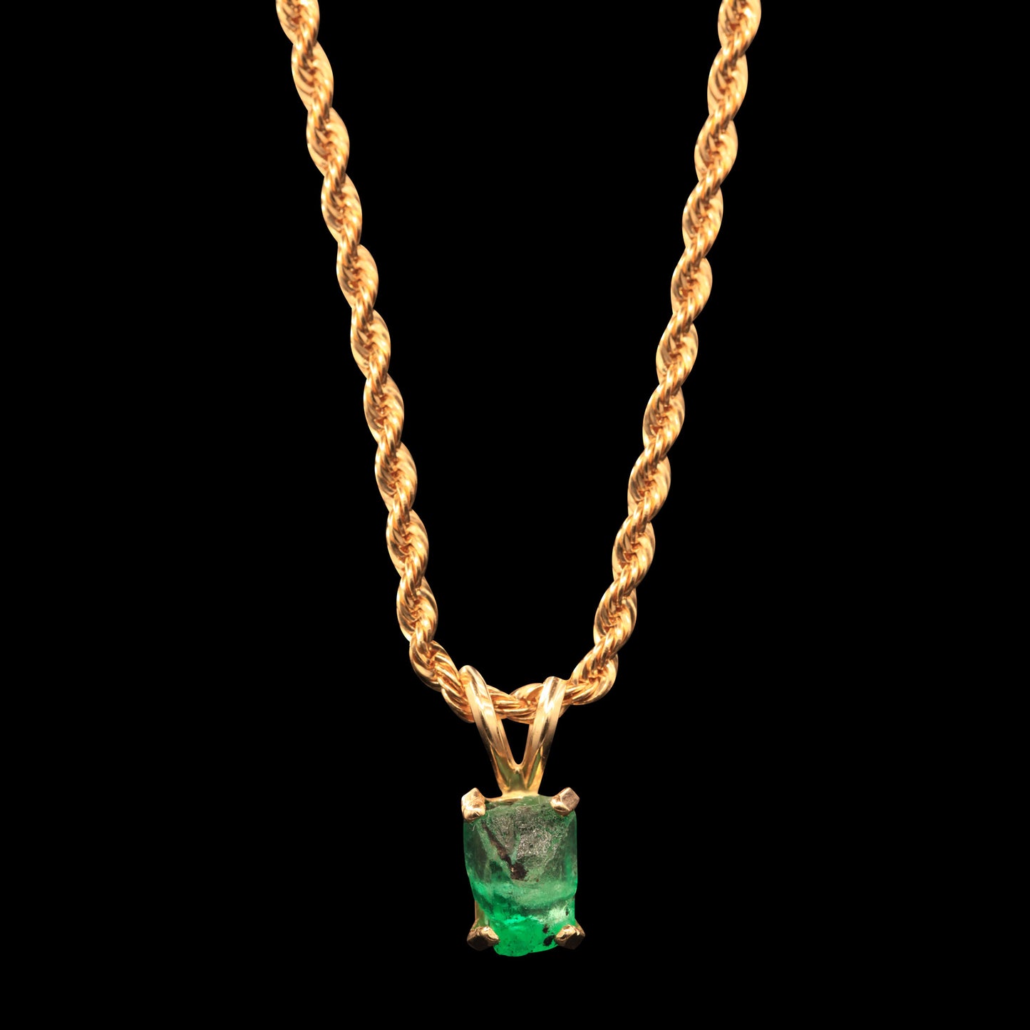 2.35 CARAT NATURAL UNTREATED COLOMBIAN EMERALD GEM ON 14K ROPE