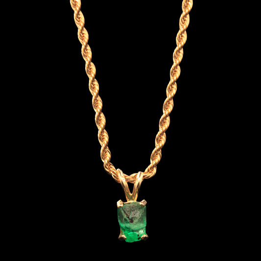 2.35 CARAT NATURAL UNTREATED COLOMBIAN EMERALD GEM ON 14K ROPE