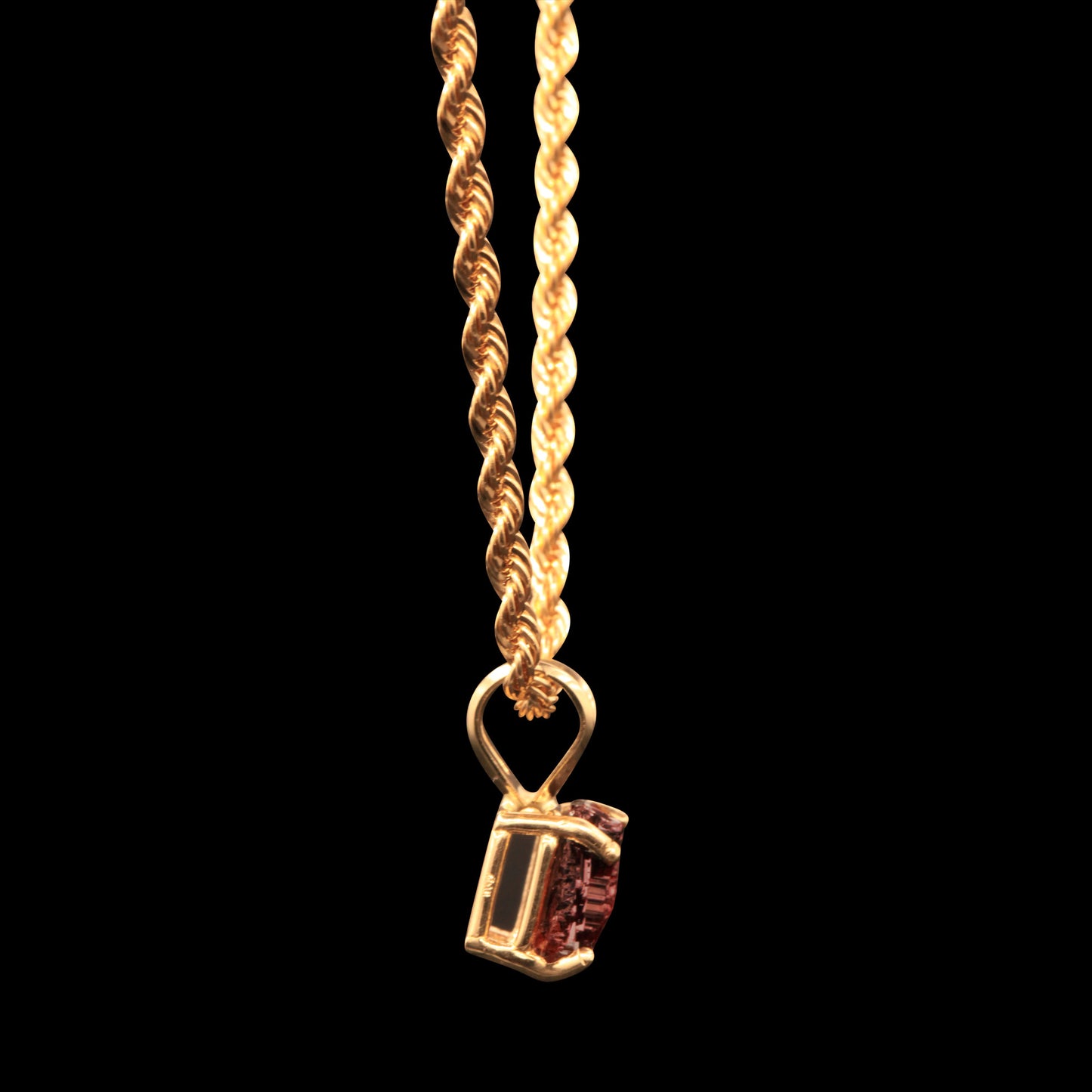 3.65 CARAT NATURALLY ETCHED UNTREATED BRAZILIAN SPESSARTINE GARNET GEM SOLITAIRE ON 14K ROPE