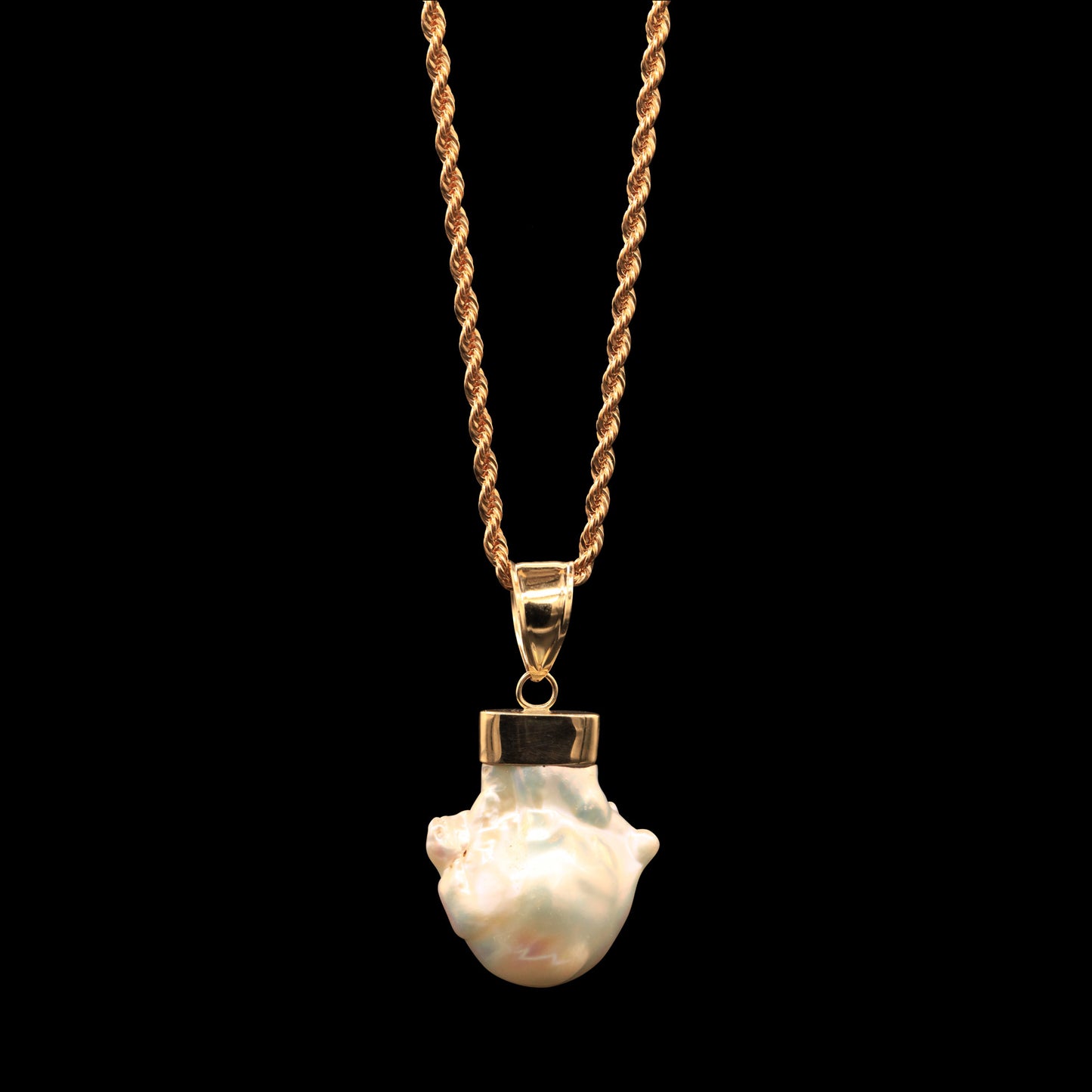 43.4 CARAT FRESHWATER BAROQUE PEARL ON 14K ROPE