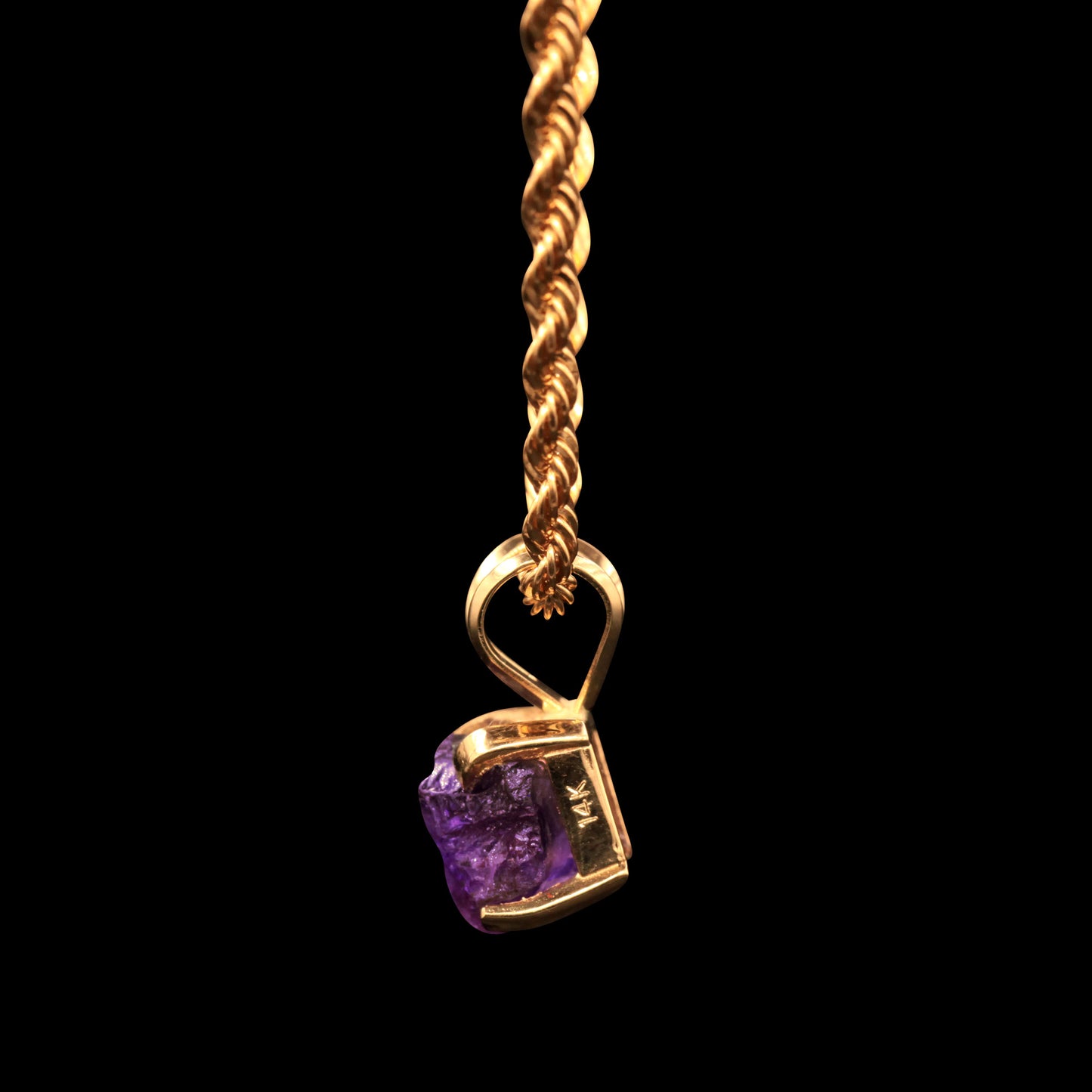 2.7 CARAT NATURAL UNTREATED BRAZILIAN AMETHYST GEM SOLITAIRE ON 14K ROPE