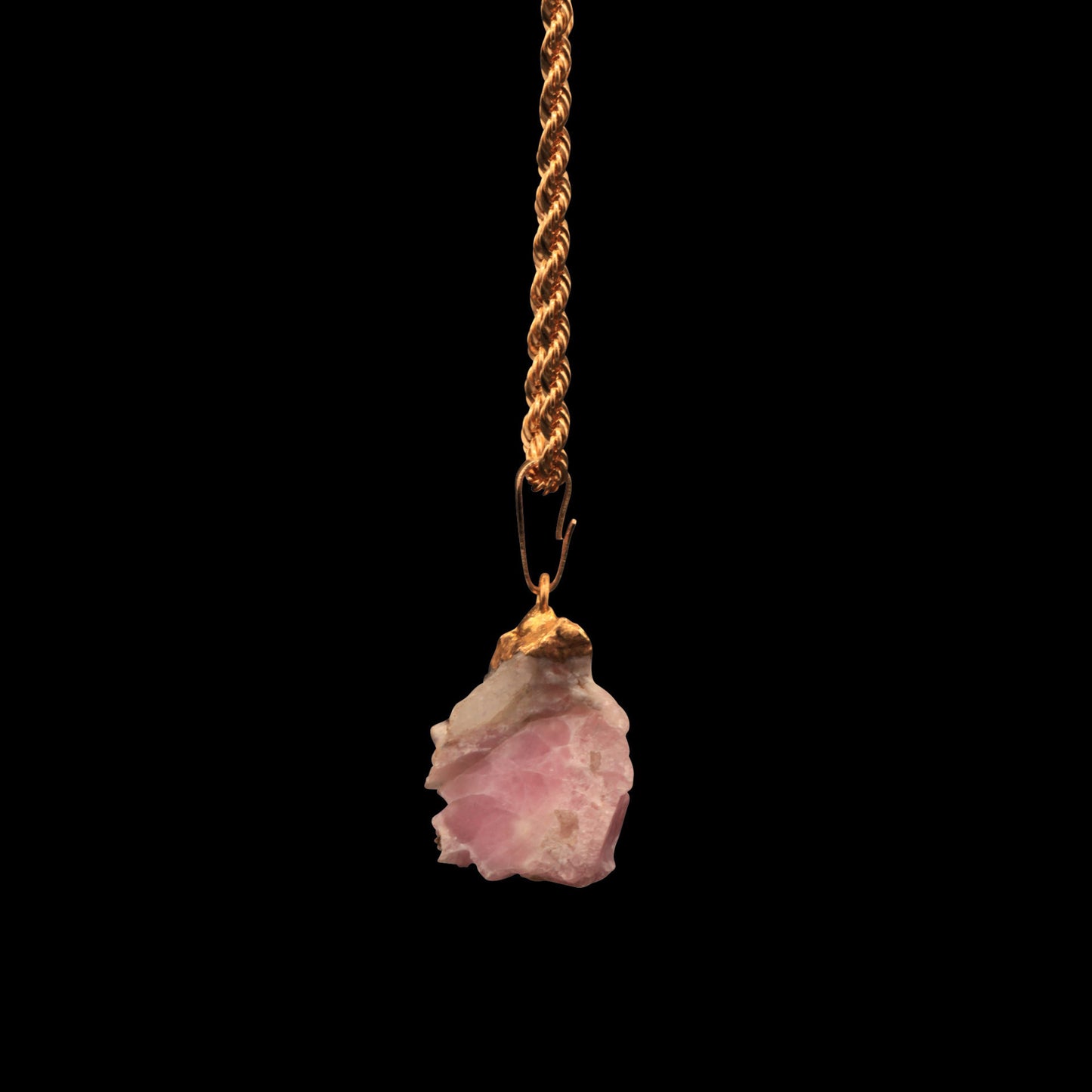 Rose Quartz Cluster on Rope