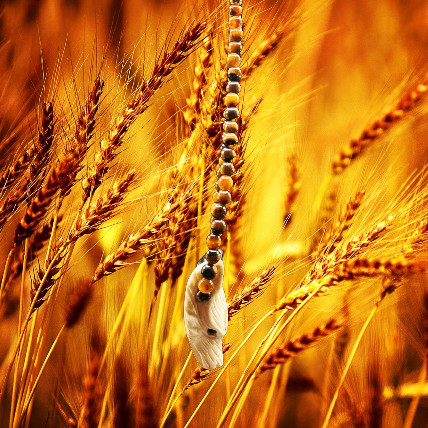 HARVESTMOON22 X HOWLITE + BLACK OBSIDIAN ON YELLOW TIGER EYE
