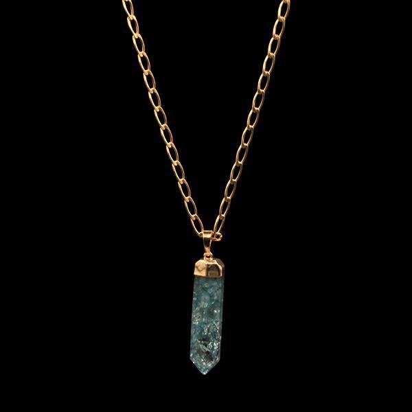 Green Crackle Quartz on Elongated Curb