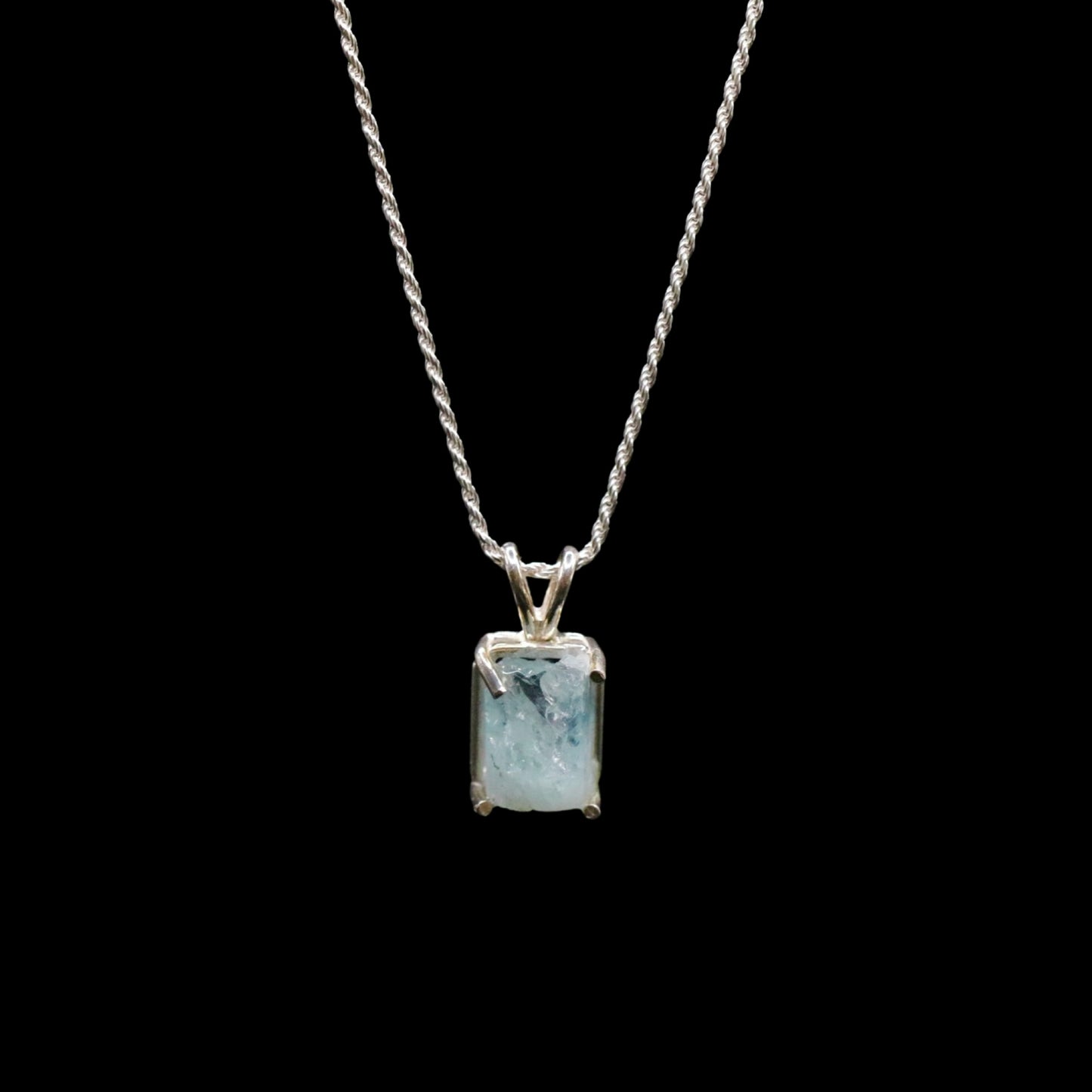 Natural Aquamarine Solitaire on Rope