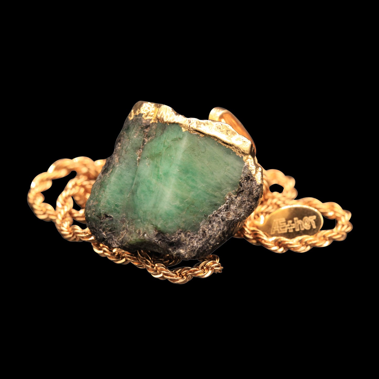 Raw Emerald Matrix on Rope