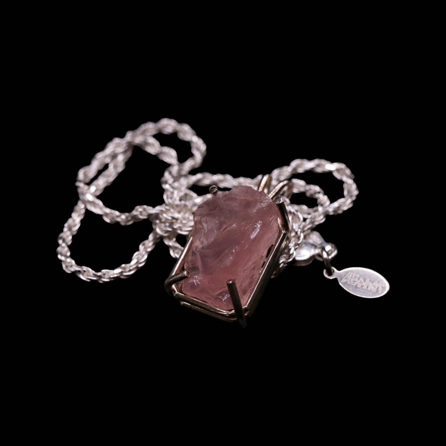 Natural Madagascan Rose Quartz Solitaire on Rope