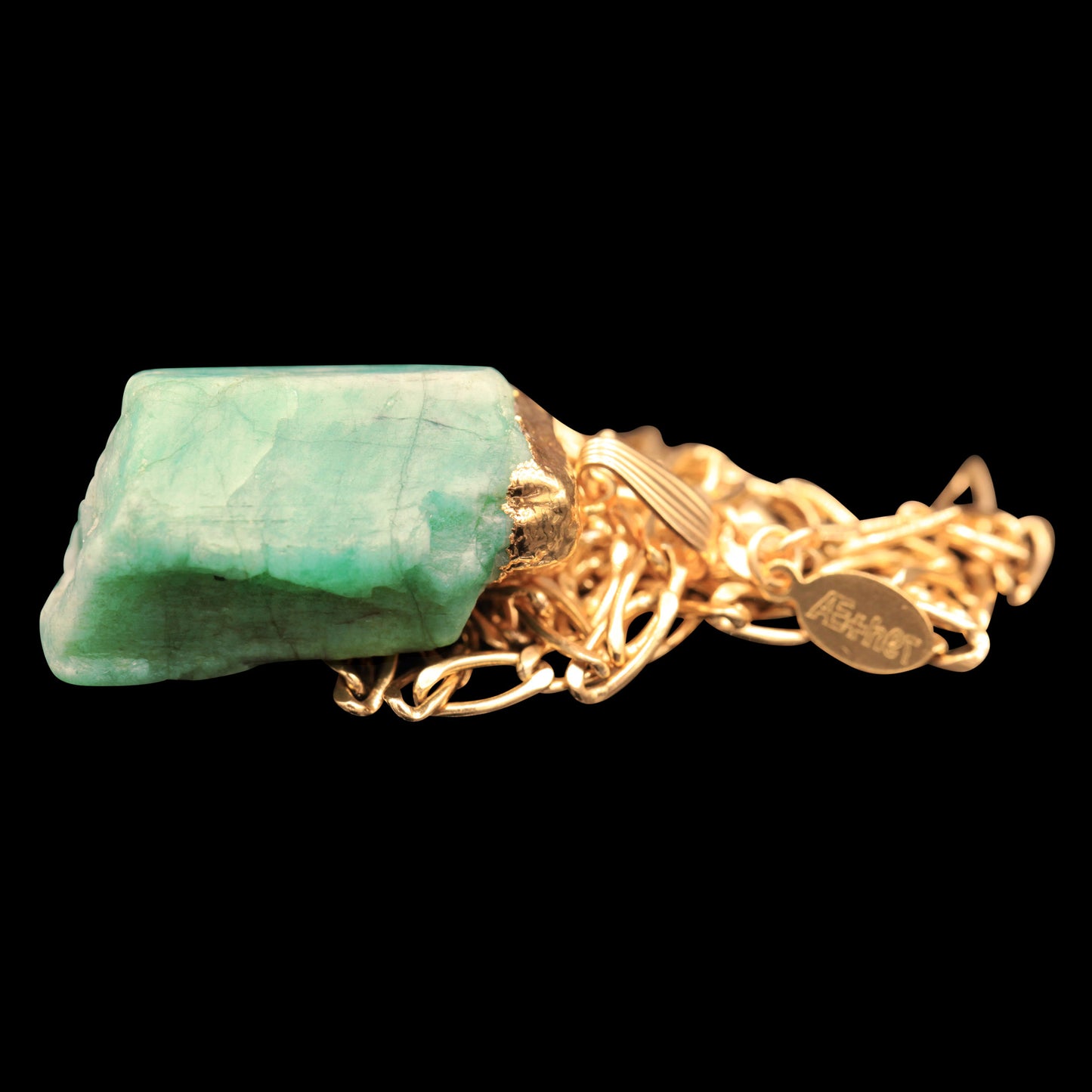 Raw Emerald on Elongated Curb