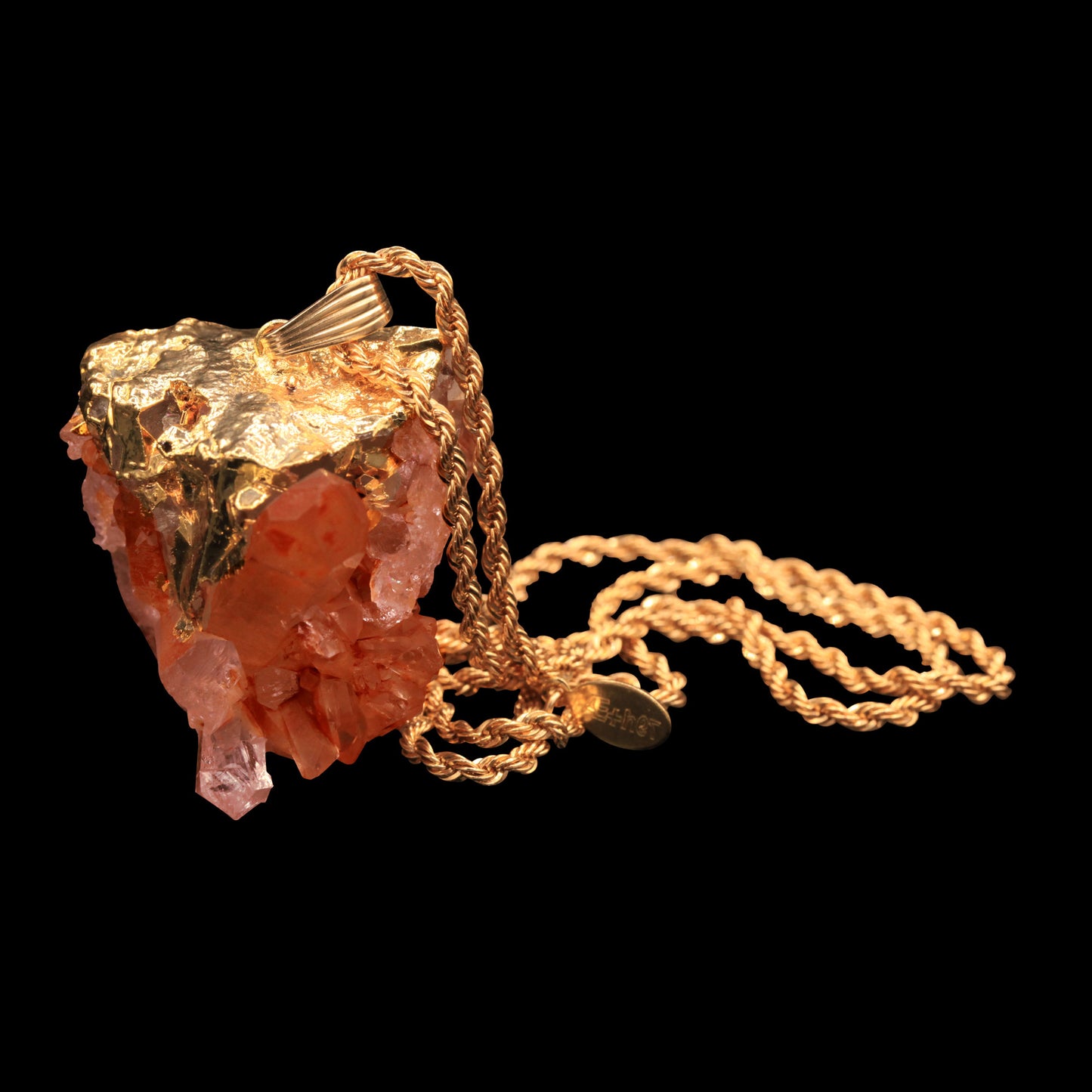 Tangerine Quartz Cluster on Rope