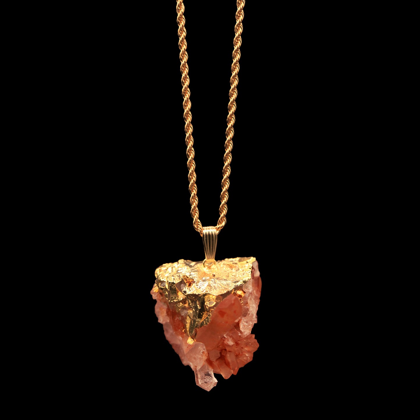 Tangerine Quartz Cluster on Rope