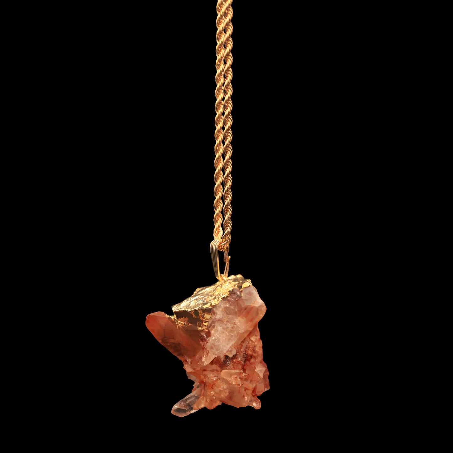 Tangerine Quartz Cluster on Rope