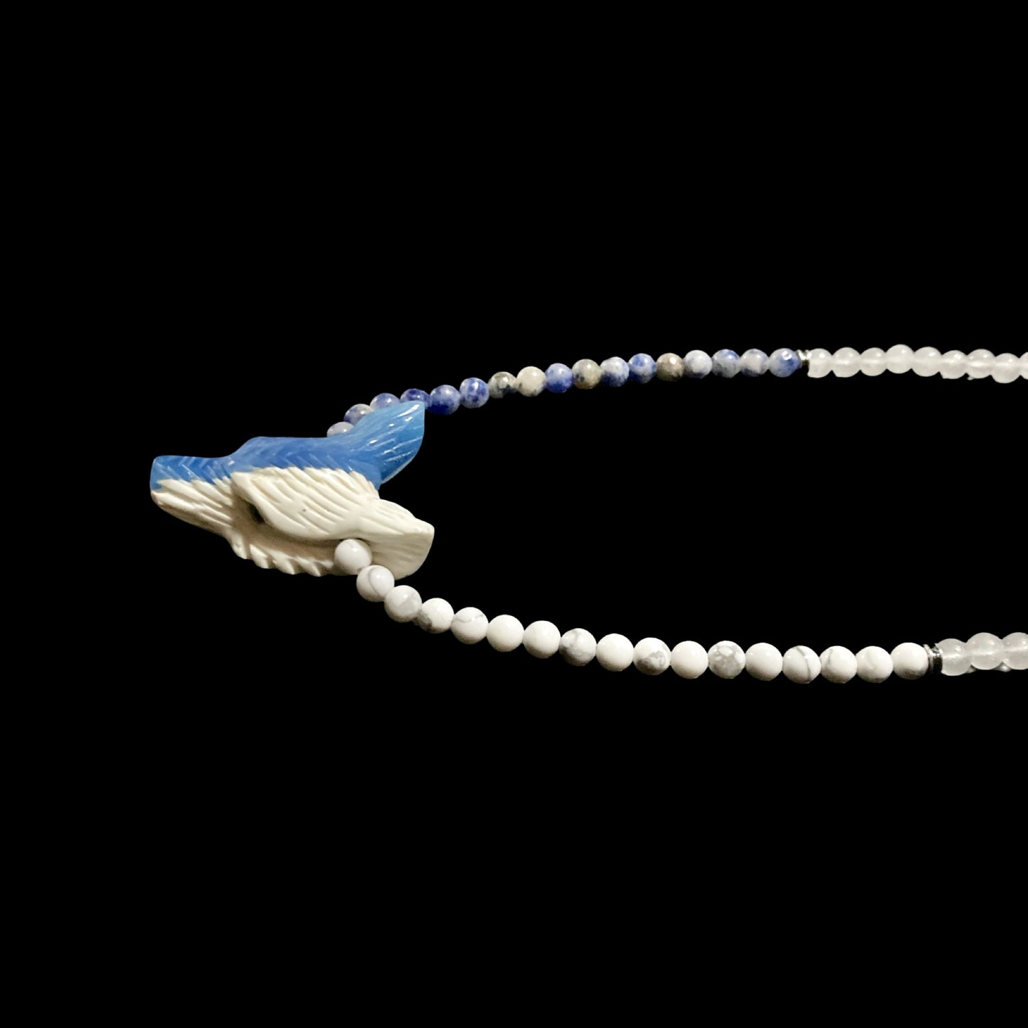STURGEONMOON22 X HOWLITE + BLUE JASPER ON HOWLITE + BLUE JASPER + WHITE JADE