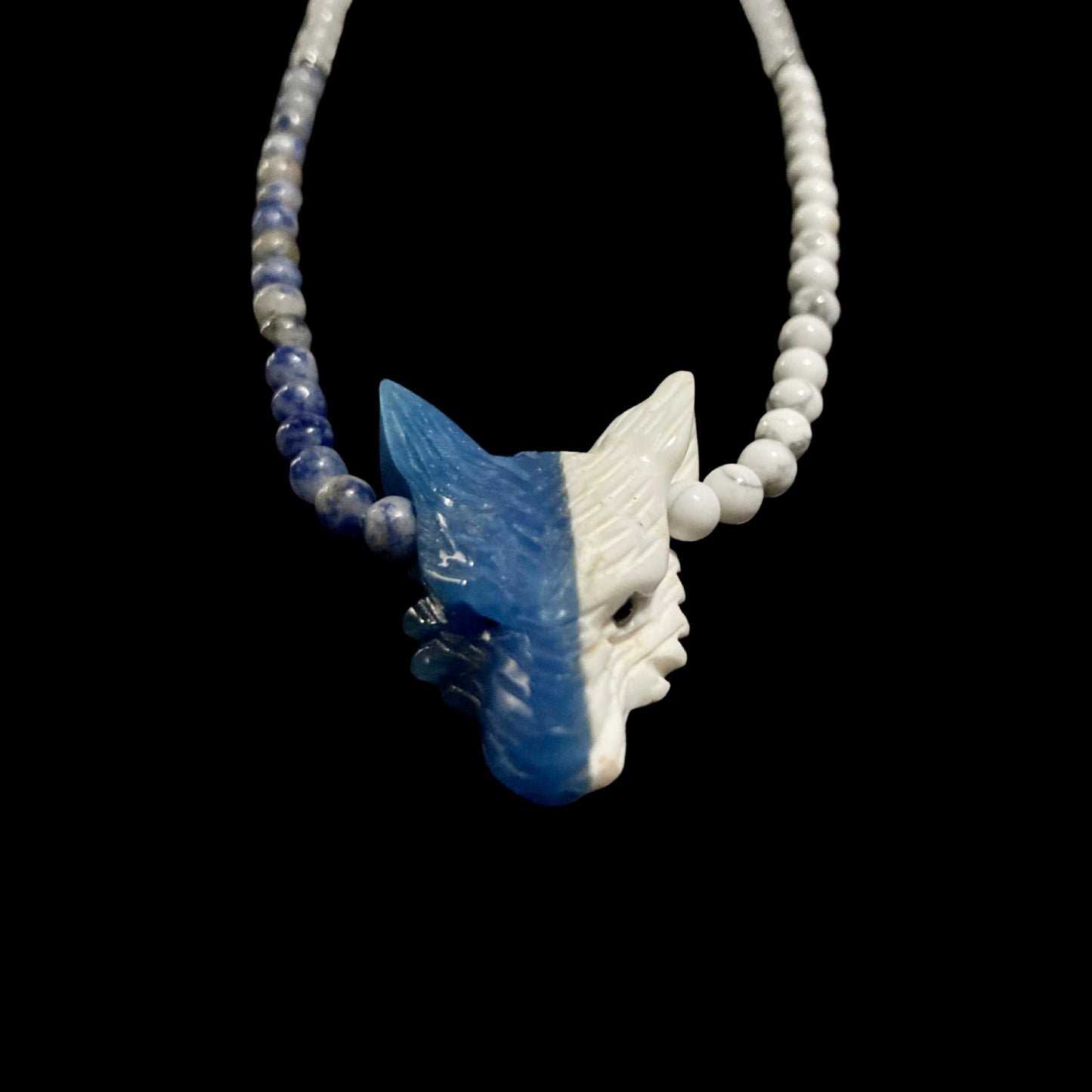 STURGEONMOON22 X HOWLITE + BLUE JASPER ON HOWLITE + BLUE JASPER + WHITE JADE