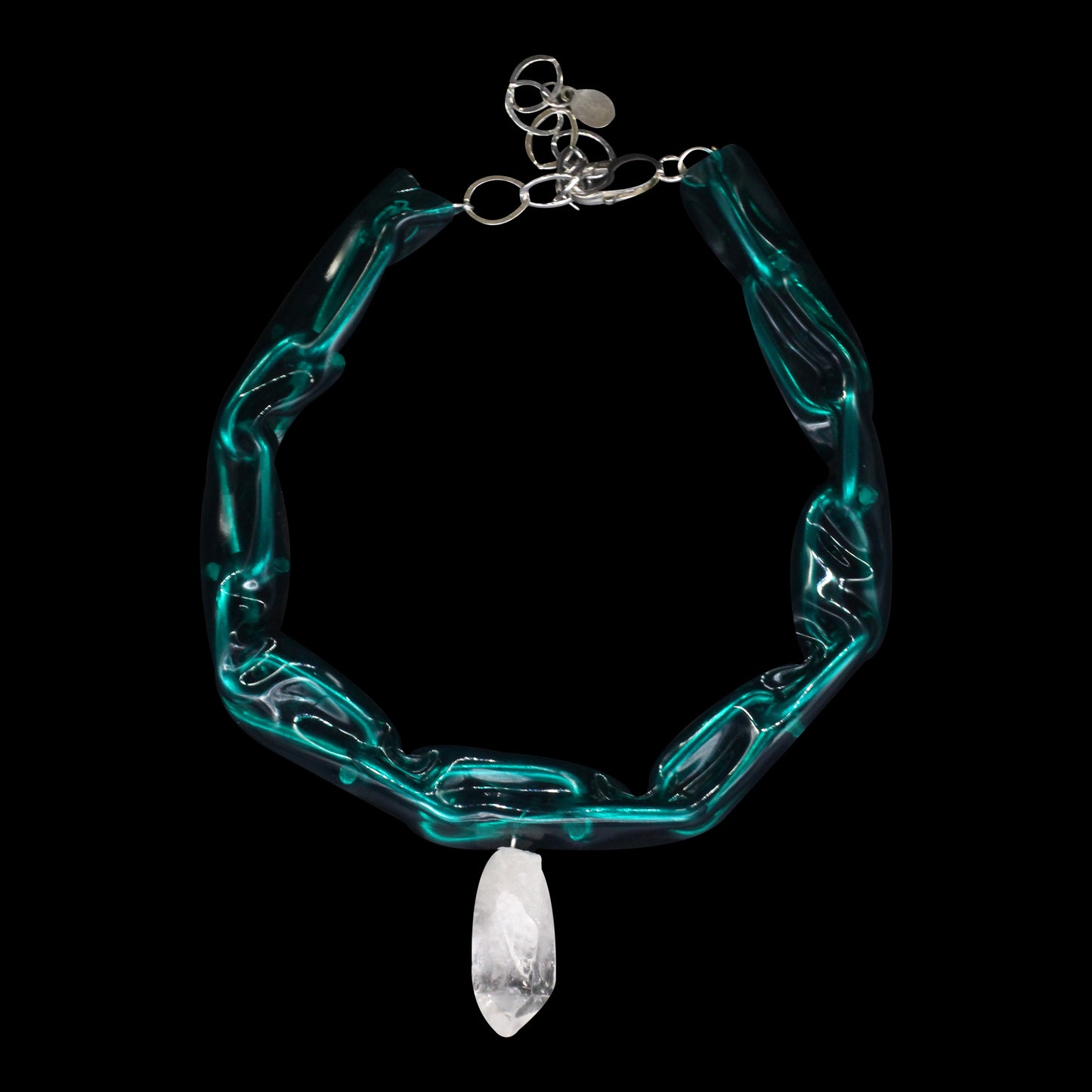 Raw Quartz Point Green Vinyl Choker