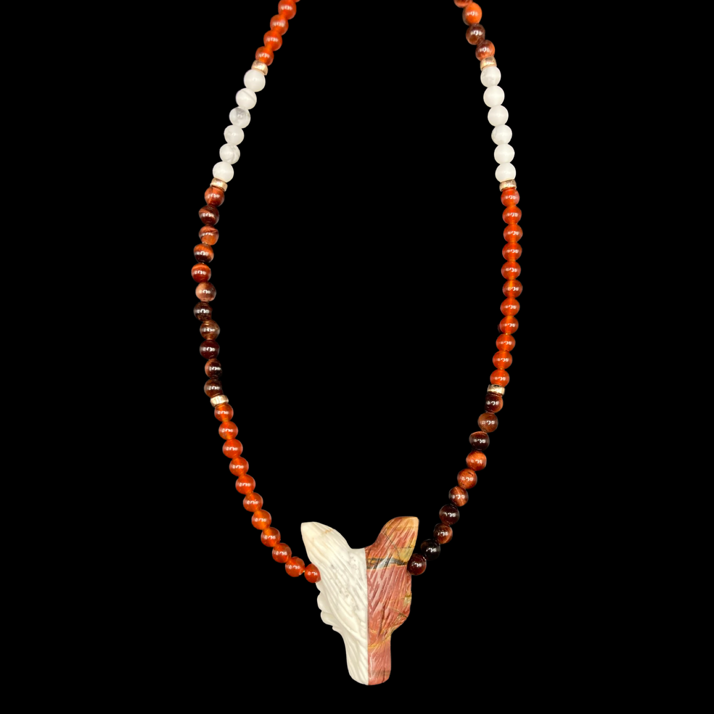 STRAWBERRYMOON22 X HOWLITE + PICASSO JASPER ON RED AGATE + RED TIGER EYE + HOWLITE