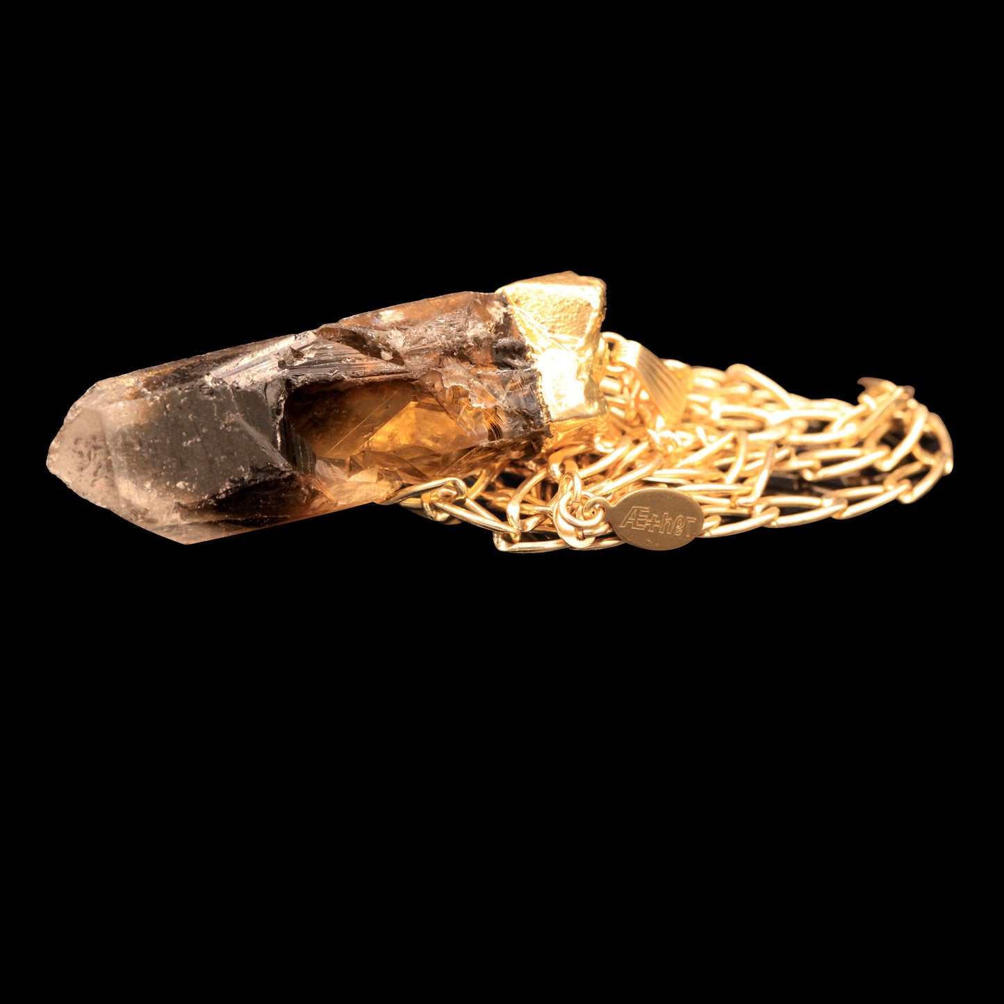 Smoky Quartz Point on Elongated Curb