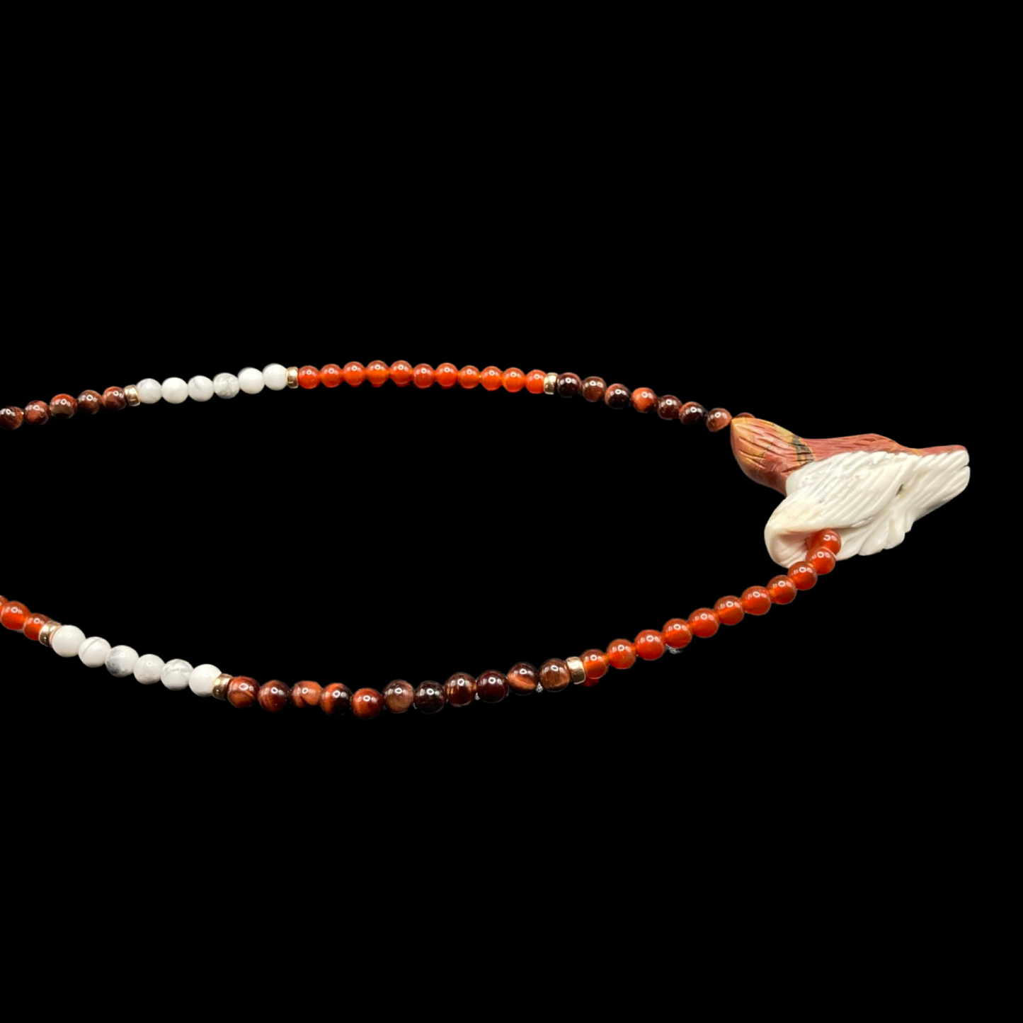 STRAWBERRYMOON22 X HOWLITE + PICASSO JASPER ON RED AGATE + RED TIGER EYE + HOWLITE