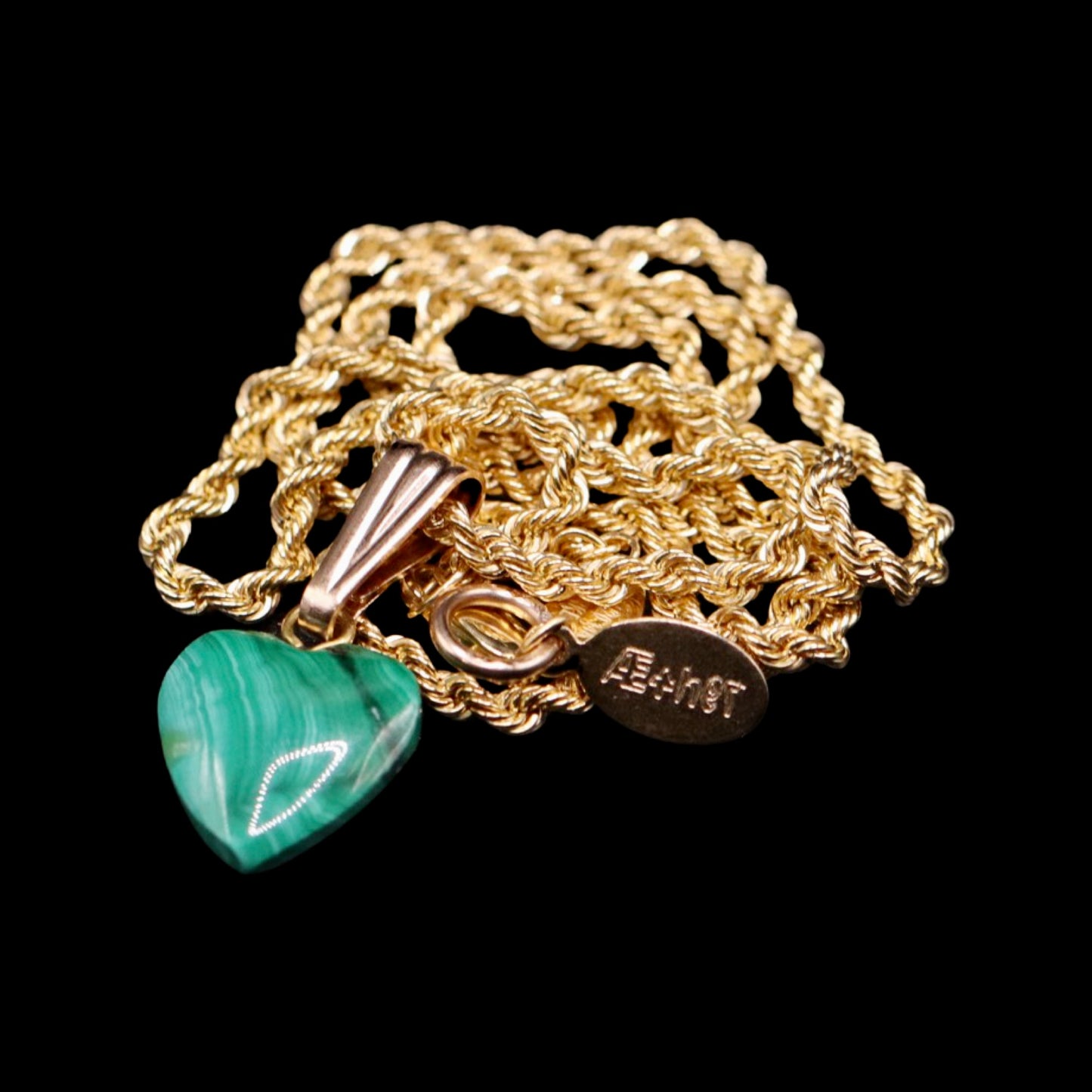Petite Malachite Heart on Rope