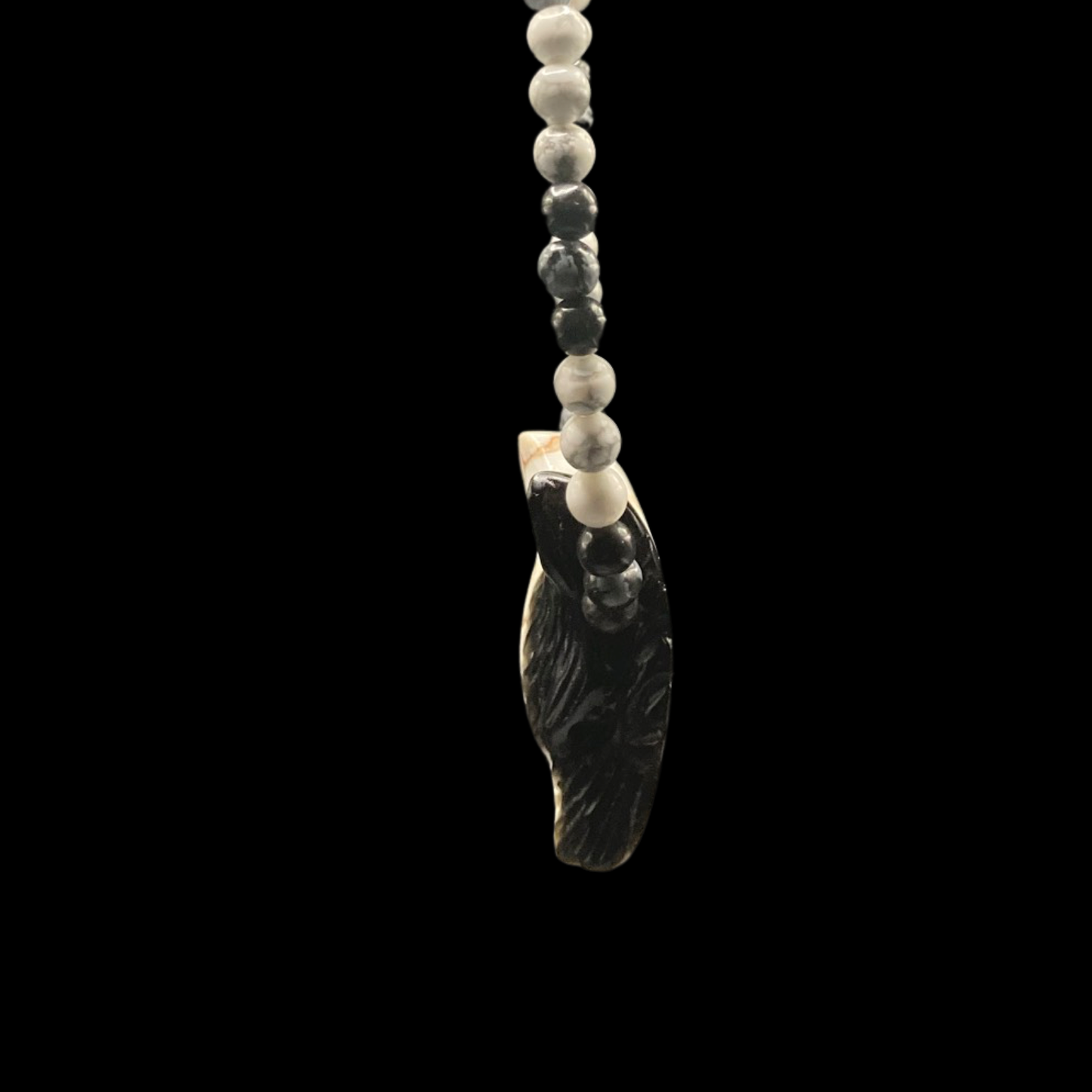 SNOWMOON22 X HOWLITE + BLACK OBSIDIAN ON SNOWFLAKE OBSIDIAN + HOWLITE