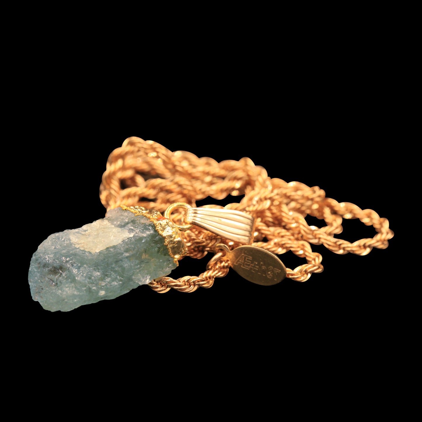 Raw Aquamarine on Rope