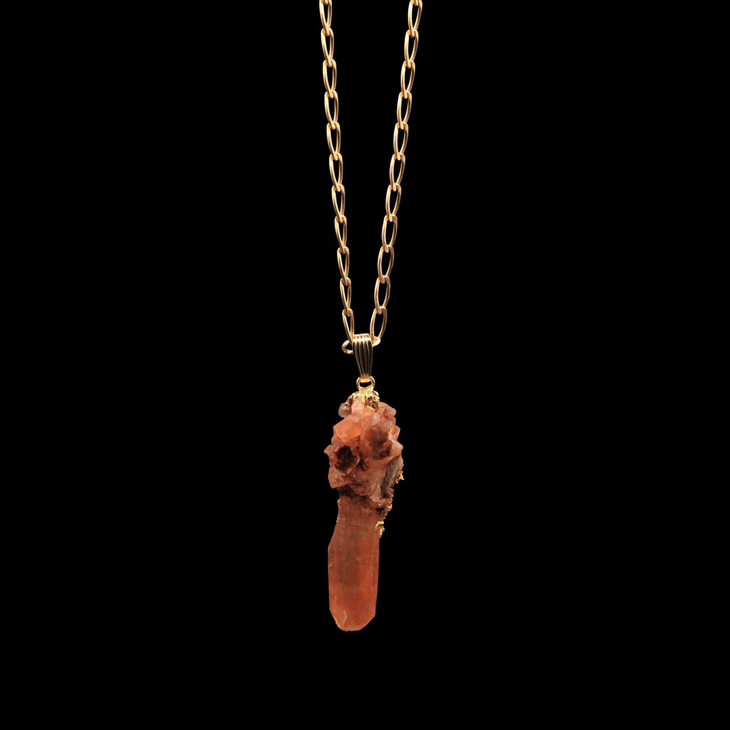 Tangerine Quartz Cluster on Elongated Curb