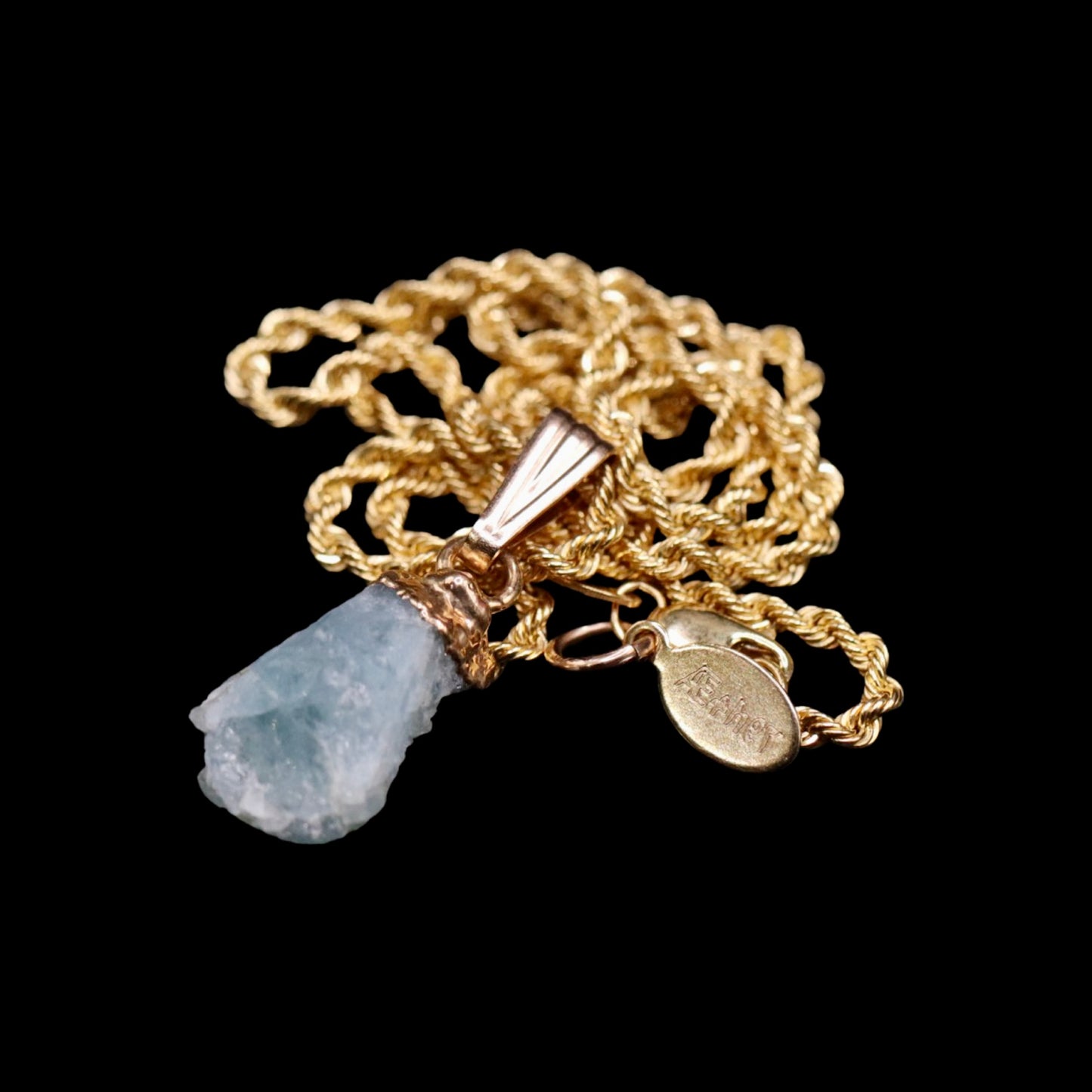Raw Petite Aquamarine on Rope