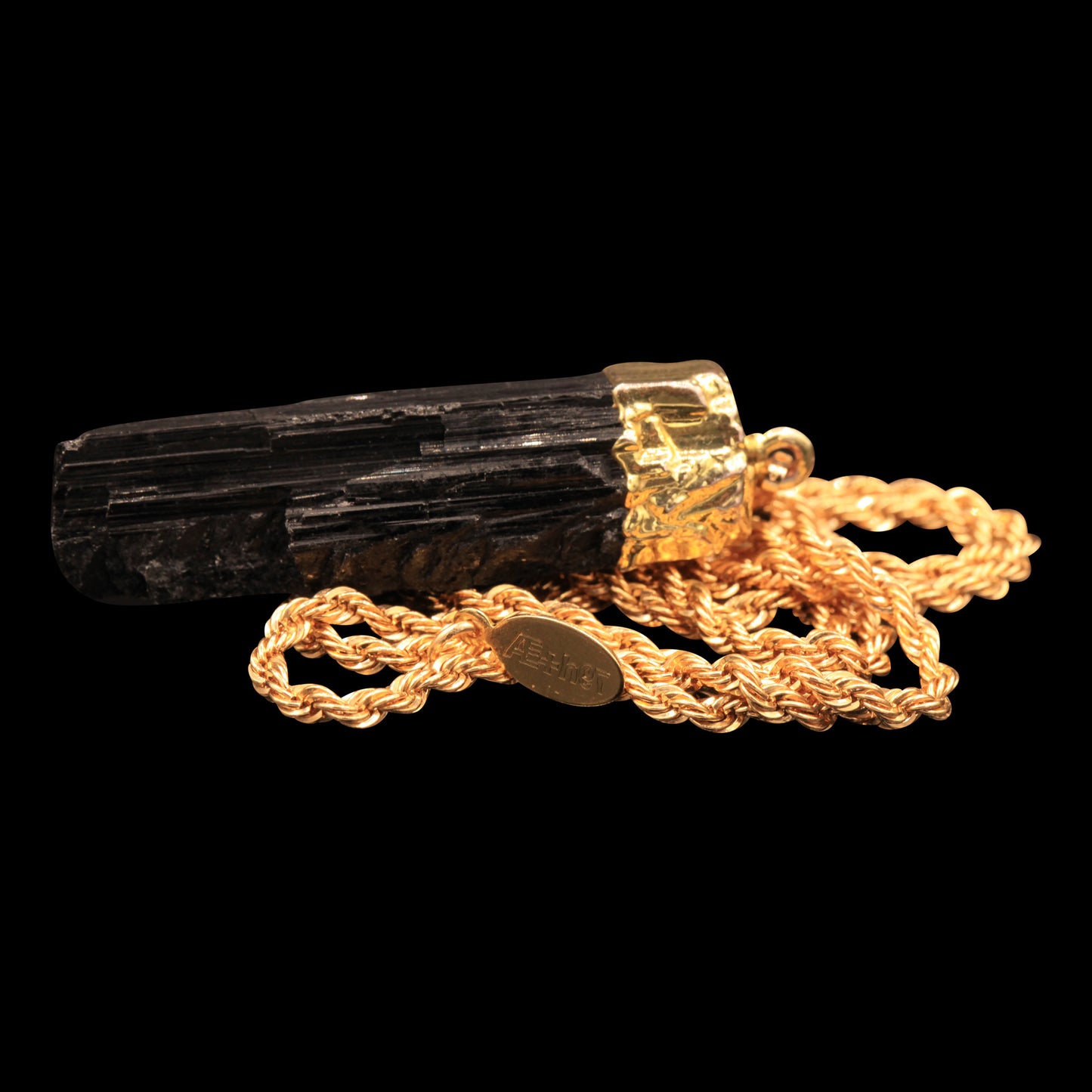Raw Black Tourmaline on Rope