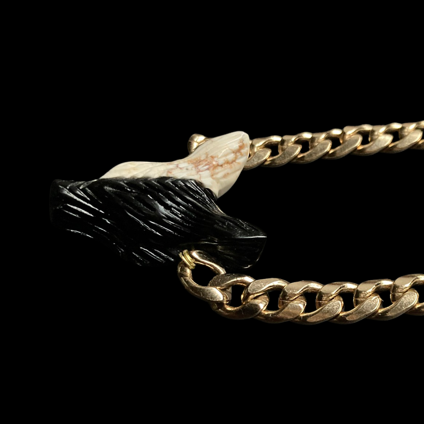 WOLFMOON22 X HOWLITE + BLACK OBSIDIAN ON GOLD CURB